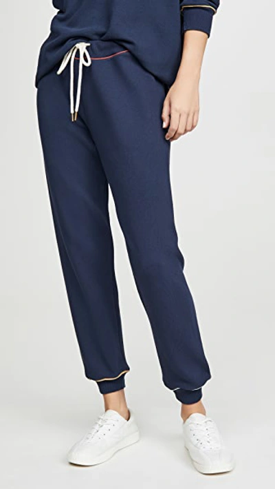 Shop The Great The Cropped Sweatpants With Multi Piping In Navy