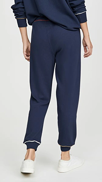 Shop The Great The Cropped Sweatpants With Multi Piping In Navy