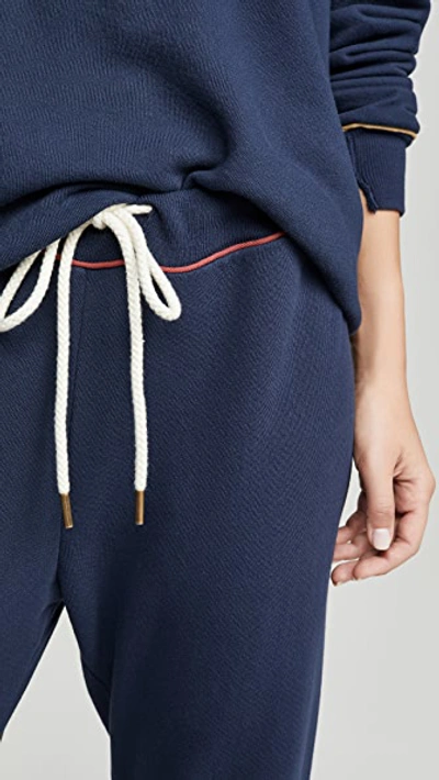 Shop The Great The Cropped Sweatpants With Multi Piping In Navy