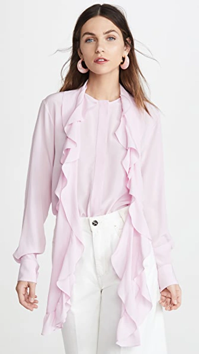 Shop Victoria Beckham Frill Scarf Blouse In Candyfloss Pink