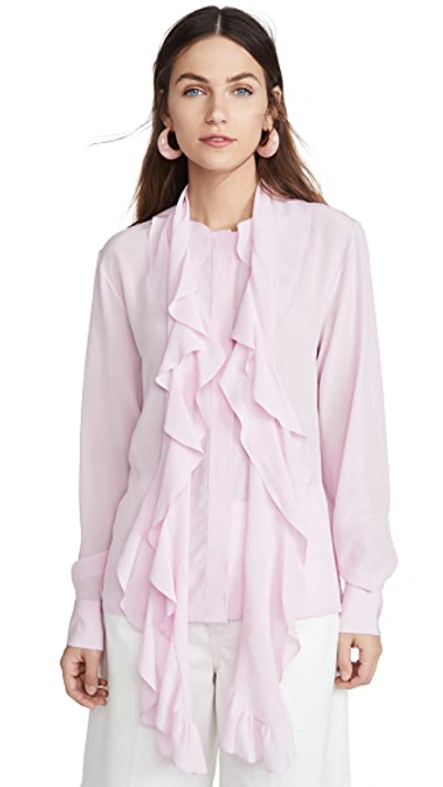 Shop Victoria Beckham Frill Scarf Blouse In Candyfloss Pink