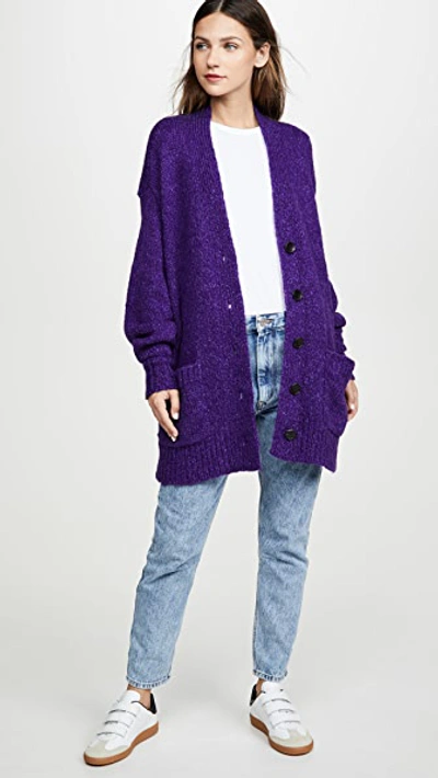 Shop Isabel Marant Étoile Alpaca Scott Cardigan In Purple