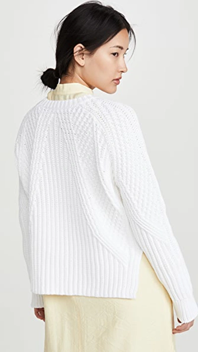 Shop Vince Mixed Rib Crew Sweater In Optic White