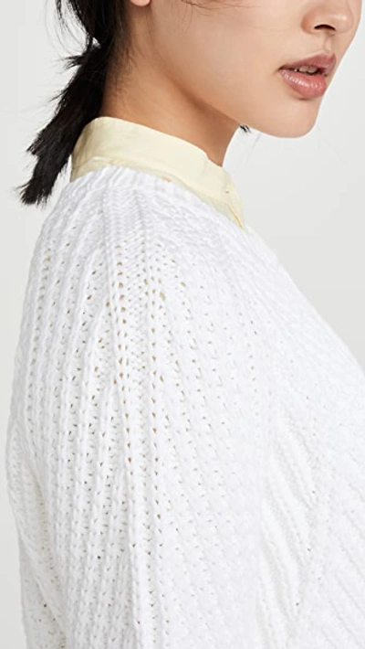 Shop Vince Mixed Rib Crew Sweater In Optic White