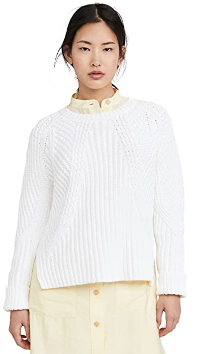 Shop Vince Mixed Rib Crew Sweater In Optic White