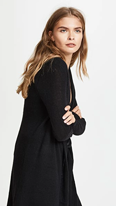 White + Warren Essential Trapeze Robe In Black