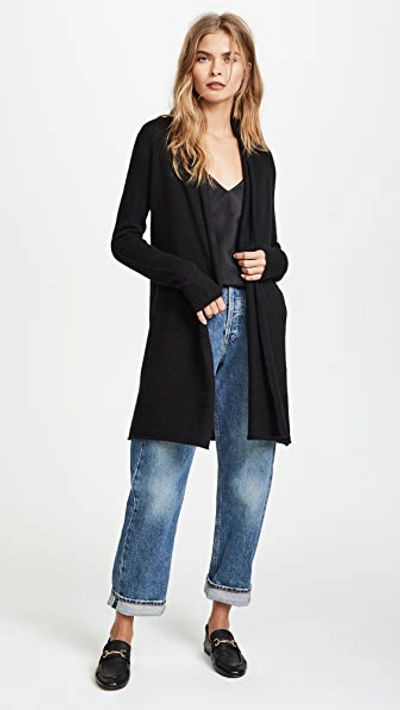 White + Warren Essential Trapeze Robe In Black