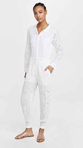 white eyelet jumpsuit