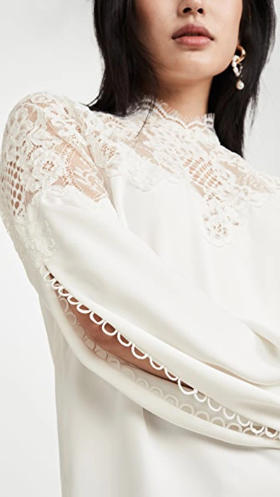 Shop Costarellos Kelina Crepe Lace Blouse In Off White