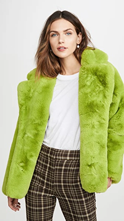 Shop Apparis Manon Faux Fur Jacket In Neon Green