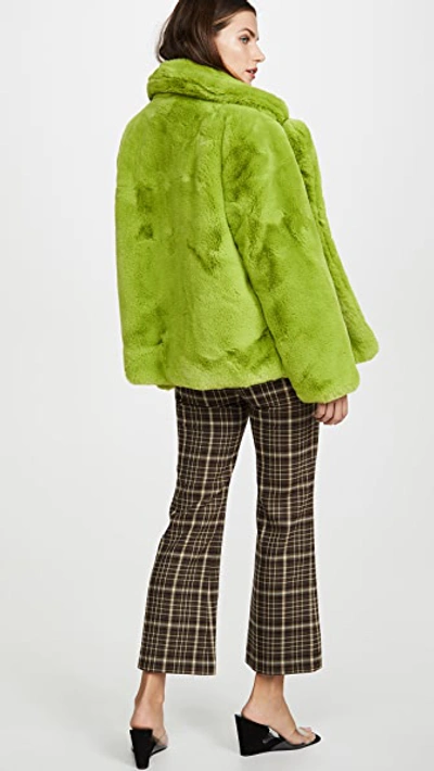 Shop Apparis Manon Faux Fur Jacket In Neon Green