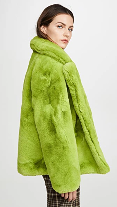 Shop Apparis Manon Faux Fur Jacket In Neon Green