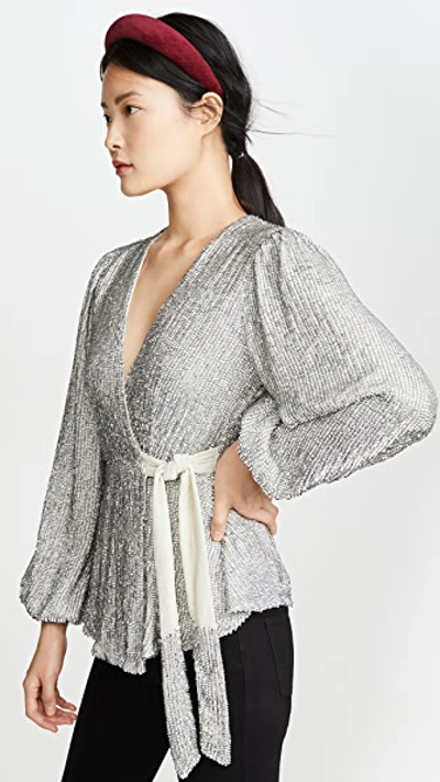 Shop Retroféte Bette Sequin Top In Silver