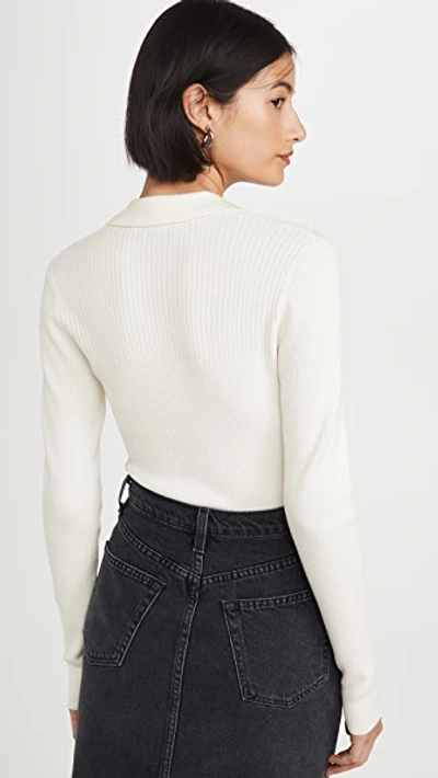 Shop Theory Rib Polo Sweater In Ivory