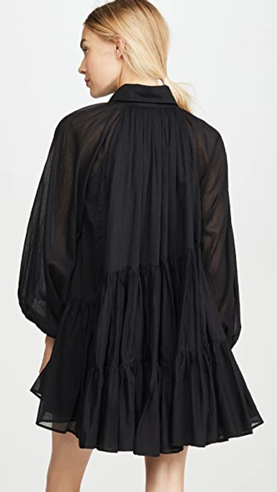 Shop Aje Mimosa Gathered Shirt Dress In Black