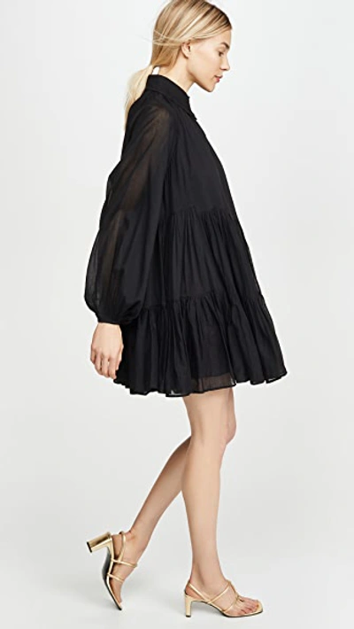 Shop Aje Mimosa Gathered Shirt Dress In Black