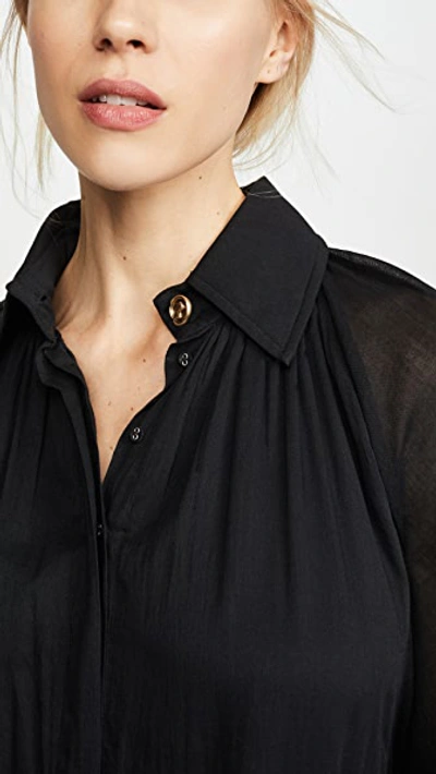 Shop Aje Mimosa Gathered Shirt Dress In Black