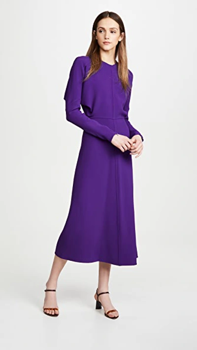 Shop Victoria Beckham Long Sleeve Dolman Midi Dress In Bright Purple