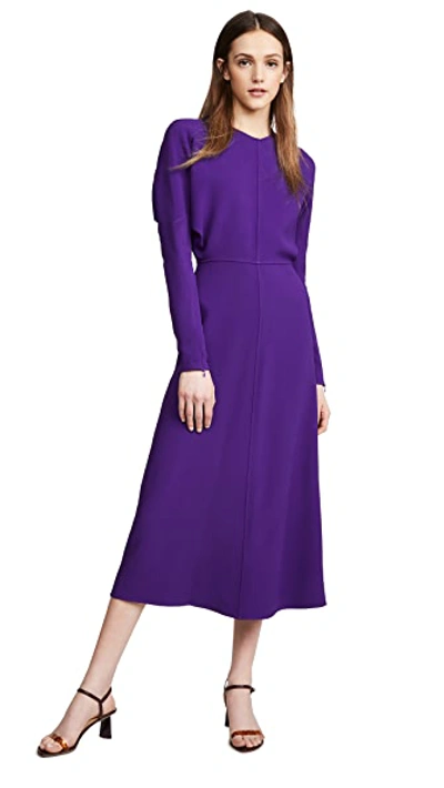 Shop Victoria Beckham Long Sleeve Dolman Midi Dress In Bright Purple