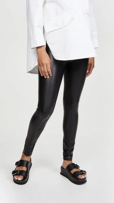 Shop David Lerner Maternity Vegan Leather Leggings In Black