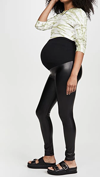 Shop David Lerner Maternity Vegan Leather Leggings In Black