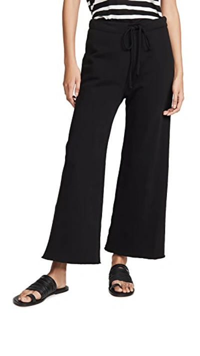 Nili Lotan Kiki Cropped Voile-trimmed Cotton-jersey Track Pants In Washed Black