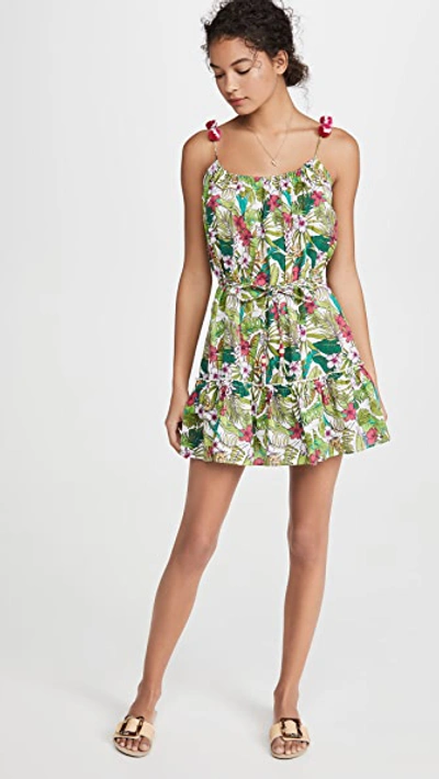 Shop Playa Lucila Floral Short Dress In Green Multi