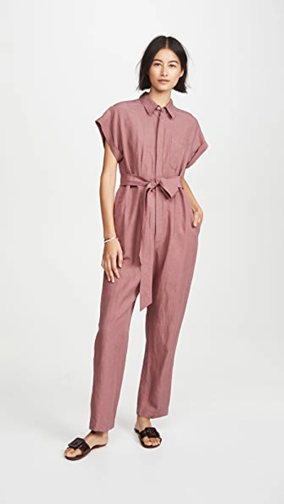 Shop Alex Mill Kimono Jumpsuit In Rose Brown