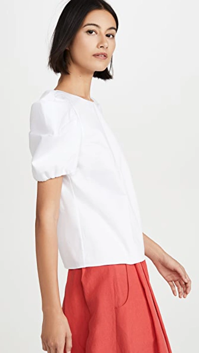 Shop Alice And Olivia Bernice Gathered Sleeve Top In White