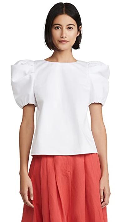 Shop Alice And Olivia Bernice Gathered Sleeve Top In White