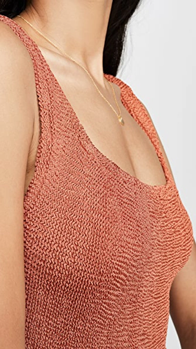 Shop Hunza G Square Neck One Piece Swimsuit In Metallic Rust