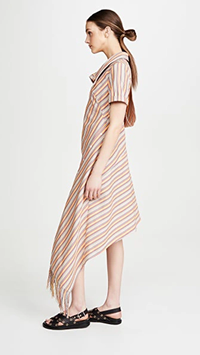 Shop Monse Stripe Open Back Deconstructed Dress In Persimmon Multi