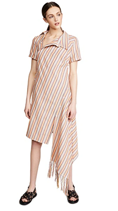 Stripe Open Back Deconstructed Dress