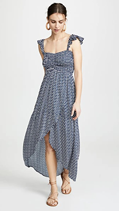 Shop Tiare Hawaii Paradise Maxi Dress In Sleet Navy/white