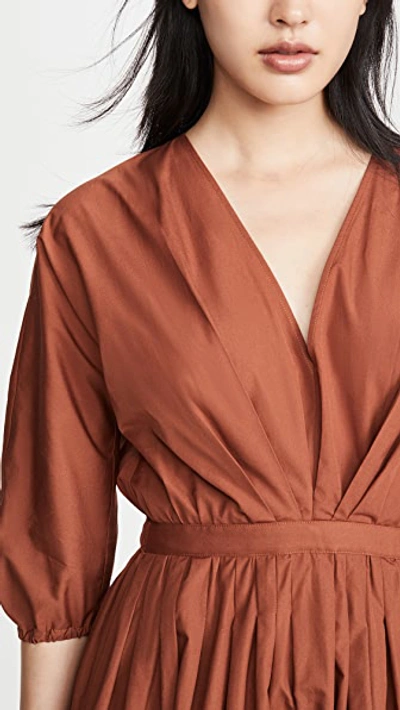 Shop N°21 V Neck Long Sleeve Midi Dress In Brown