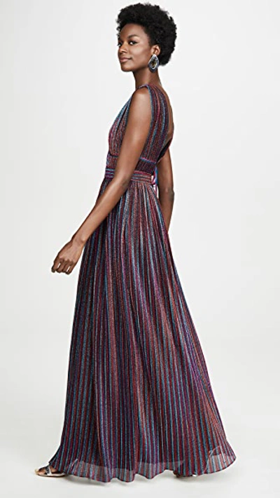 Shop Jonathan Simkhai Rainbow Pleats Open Neck Maxi Dress