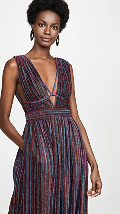 Shop Jonathan Simkhai Rainbow Pleats Open Neck Maxi Dress