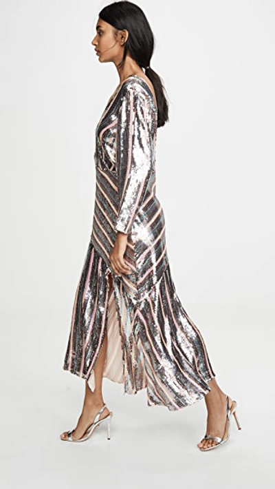 Shop Rixo London Tyra Dress In Multi Sequin Peach Blue