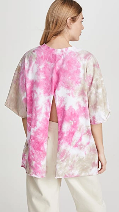 Shop Natasha Zinko Tie Dye Tee With Open Back In Beige/pink