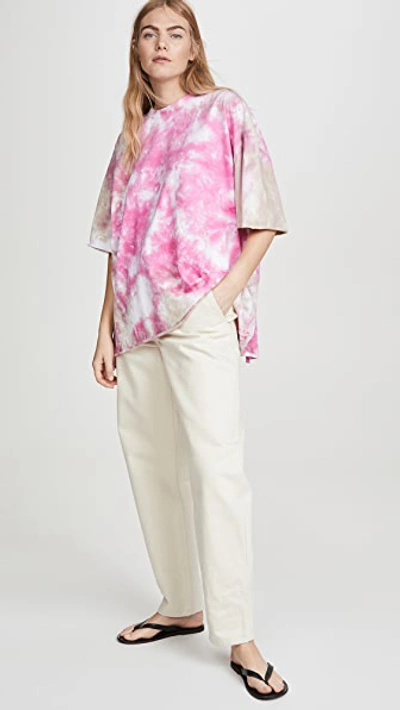 Shop Natasha Zinko Tie Dye Tee With Open Back In Beige/pink