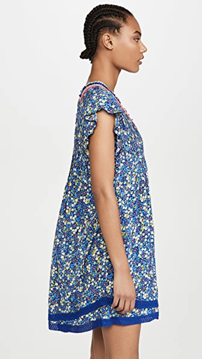 Shop Poupette St Barth Sasha Dress In Indigo Gerbera