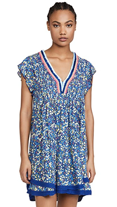 Shop Poupette St Barth Sasha Dress In Indigo Gerbera