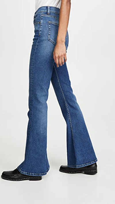 Shop Boyish The Kingsley High Rise Comfort Stretch Flare Jeans In Greed