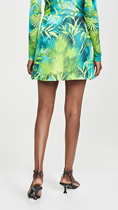 Shop Versace Palm Print Miniskirt In Verde & Stampa