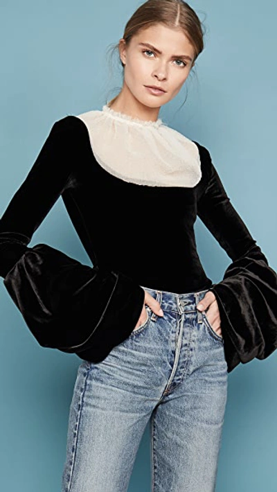 Shop A.w.a.k.e. Make Henry Happy Velvet Top In Black/cream