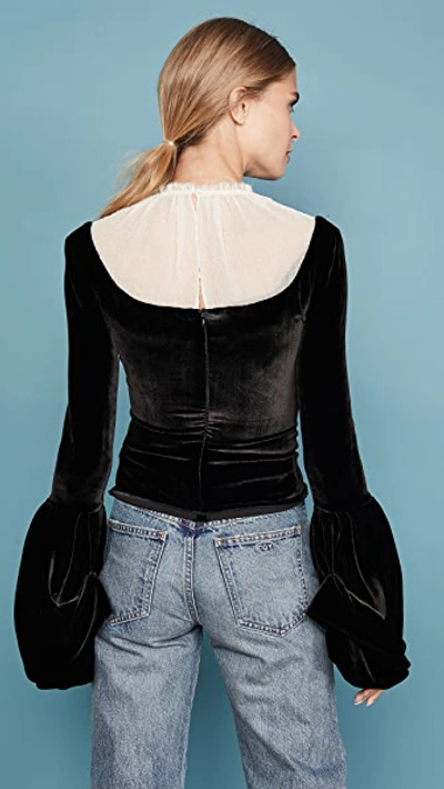 Shop A.w.a.k.e. Make Henry Happy Velvet Top In Black/cream