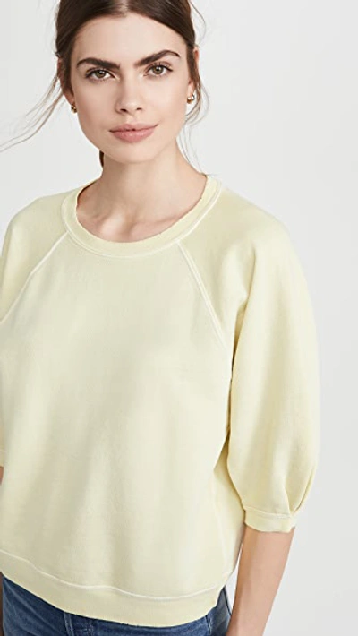 Shop Amo Puff Sleeve Sweatshirt In Citron