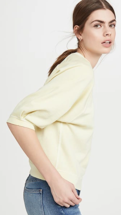 Shop Amo Puff Sleeve Sweatshirt In Citron