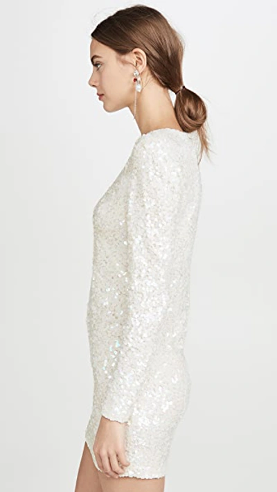 Shop Ashish Sequin Long Sleeve Dress In White