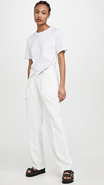 Shop Alexander Wang Mens Trousers With Flipped Waistband In White